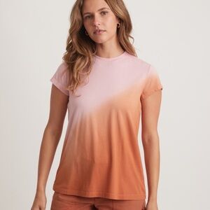 Marine Layer Swing Crew Tee in Pink Brown Dip Dye Sz XS Beachy